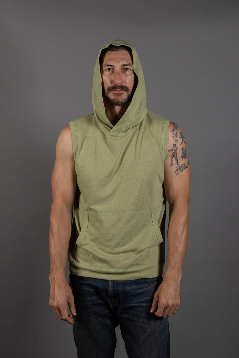 Men's Sleeveless Tri-Blend Hoodie — Sage Green