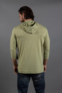 Men's 3/4 Sleeve Cowl Neck Visor Hoodie — Mika Jaymes (view 14)