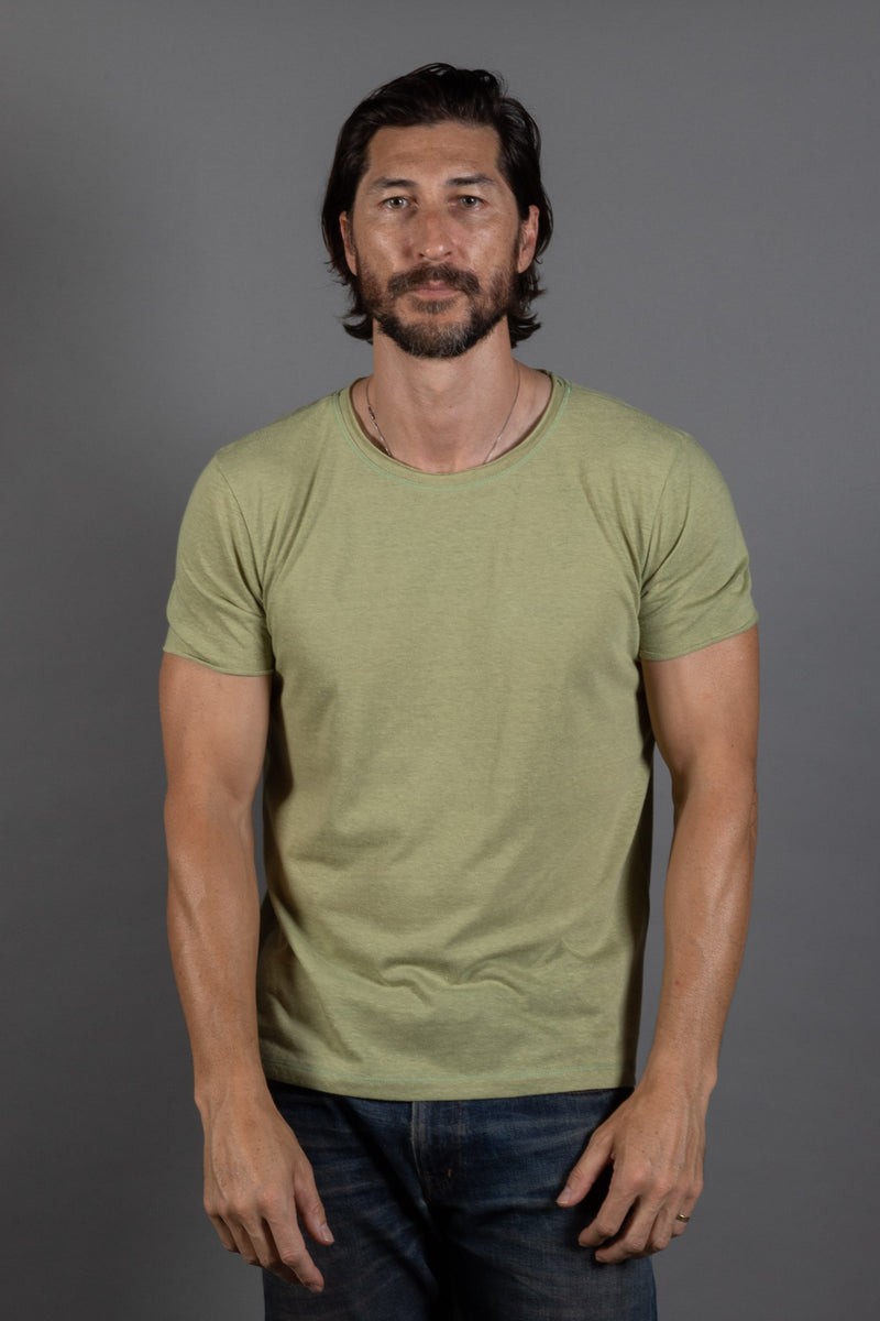 Men's Brolin Raw Neck Crew Tee — Sage Green