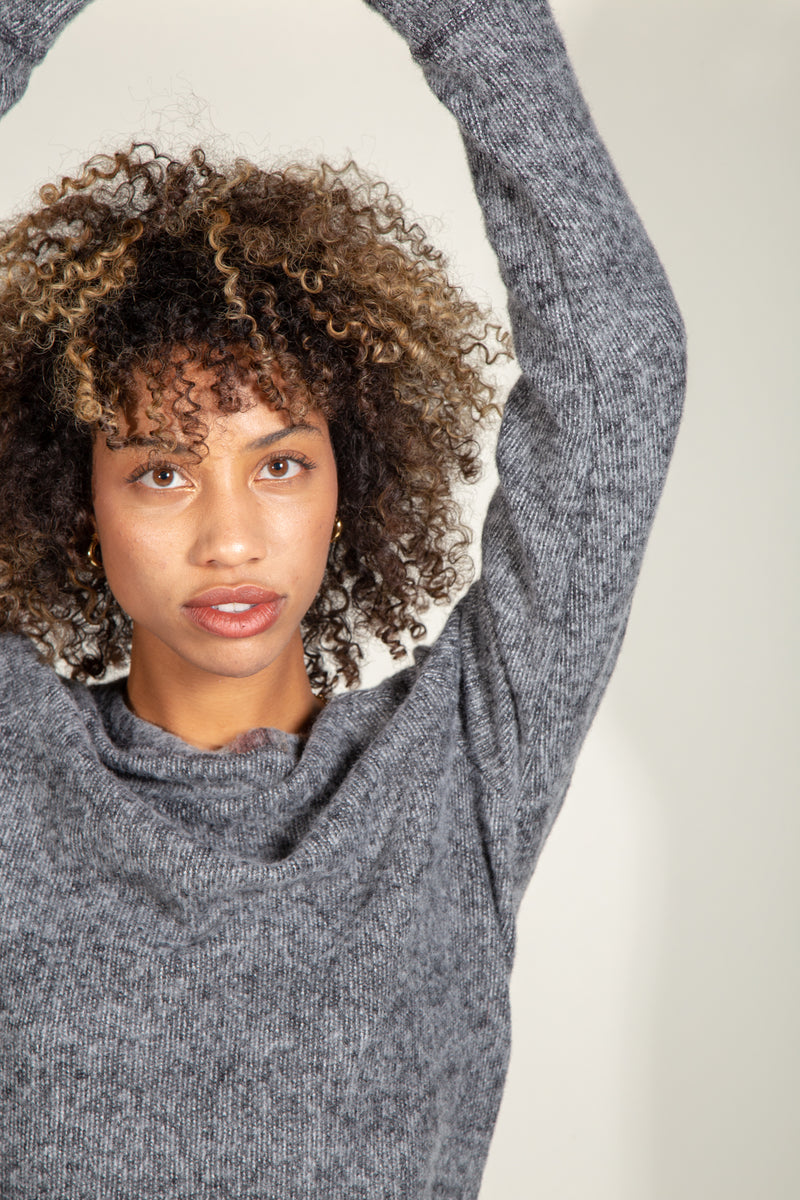 Audrey Soft Knit Crew Neck Sweater — Black