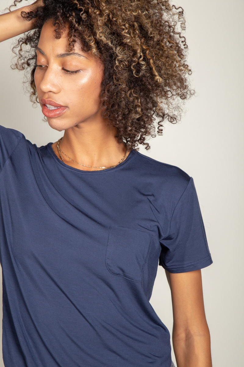 Sailor Luxe Modal Pocket Tee — Navy