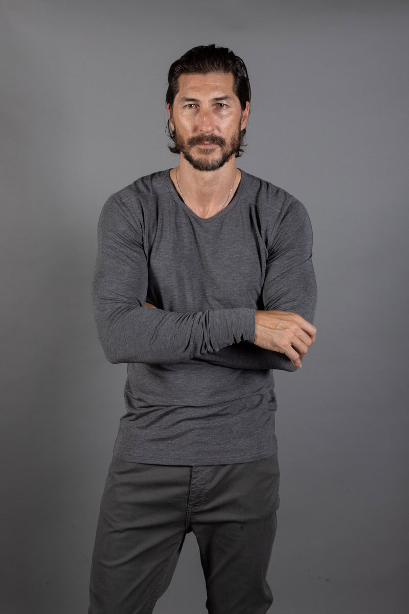 Men's Dylan Modal Long Sleeve Tee — Heather Grey