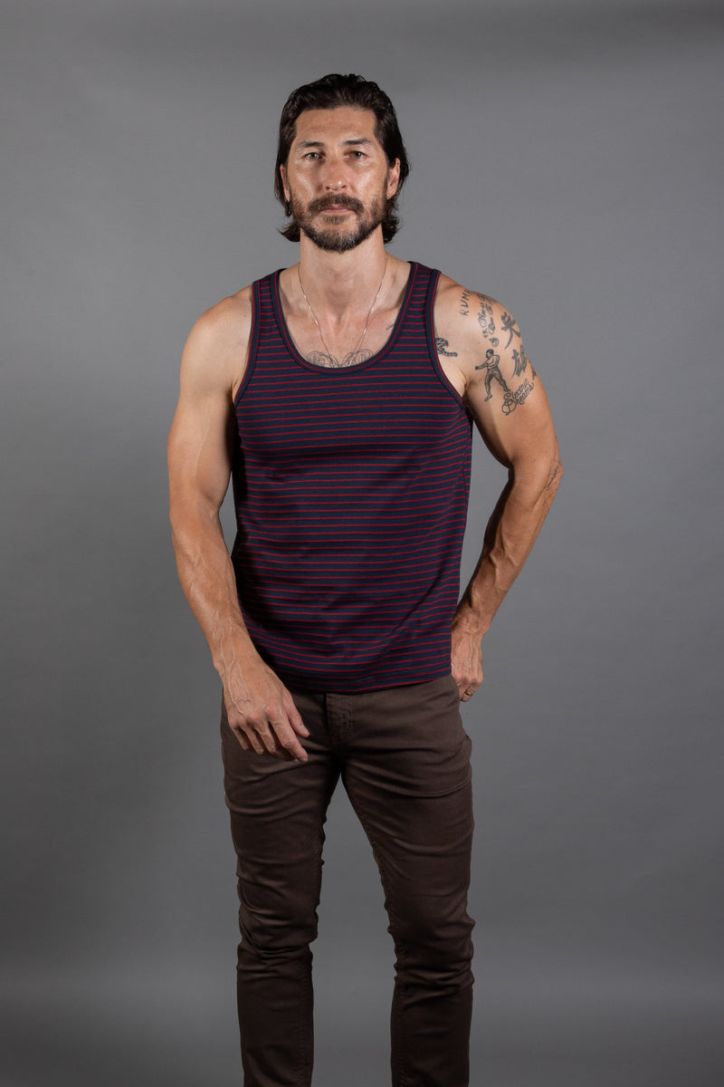 Men's Westbrook Stripe Tank — Red/Navy Stripe