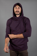 Men's 3/4 Sleeve Cowl Neck Visor Stripe Hoodie — Mika Jaymes (view 13)