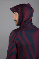 Men's 3/4 Sleeve Cowl Neck Visor Stripe Hoodie — Mika Jaymes (view 11)