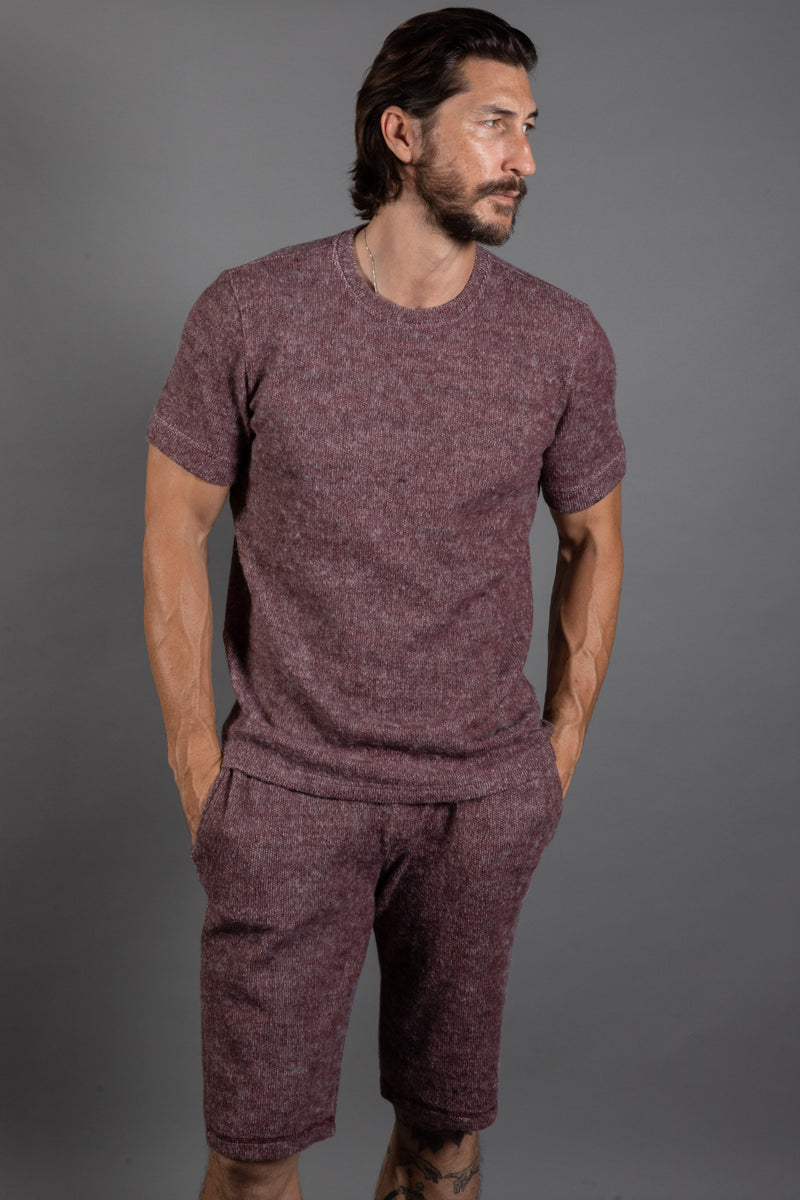 Men's Soft Knit Melange Short Sleeve Crew Tee — Maroon