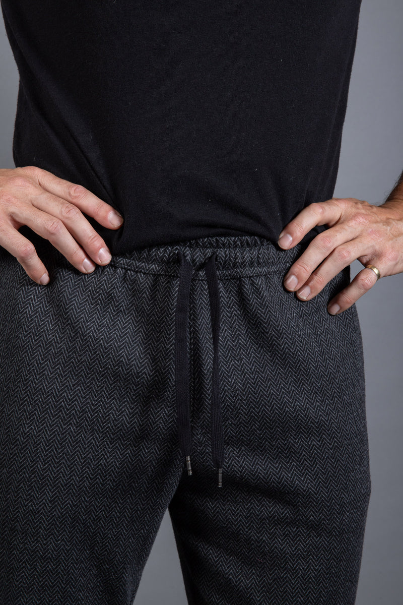 Back Brushed Herringbone Jersey Sweatpants - Gray