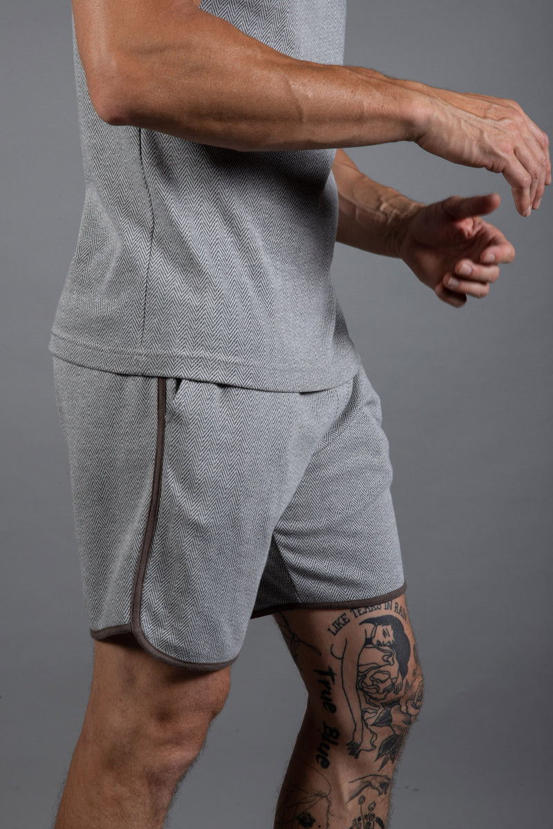 Westin Herringbone O.S.B. Shorts — Grey/White Herringbone