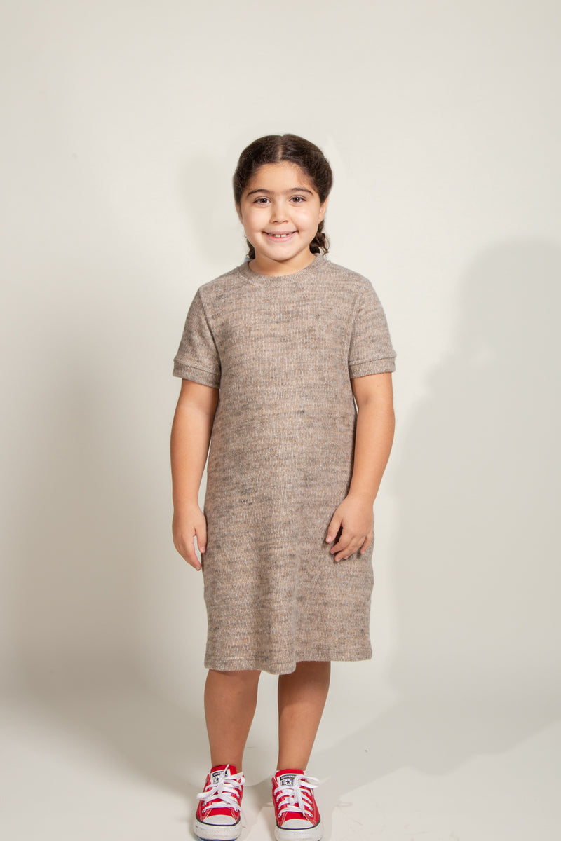 Girl's Soft Knit Dress — Camel