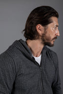 Spencer Herringbone Zip Front Hoodie - view 5