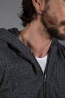 Spencer Herringbone Zip Front Hoodie - view 6