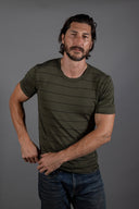Men's Brolin Raw Neck Crew Stripe Tee — Mika Jaymes (view 3)
