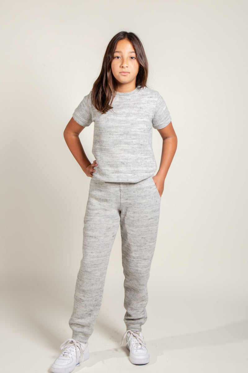 Girl's Soft Knit Jogger — Heather Grey