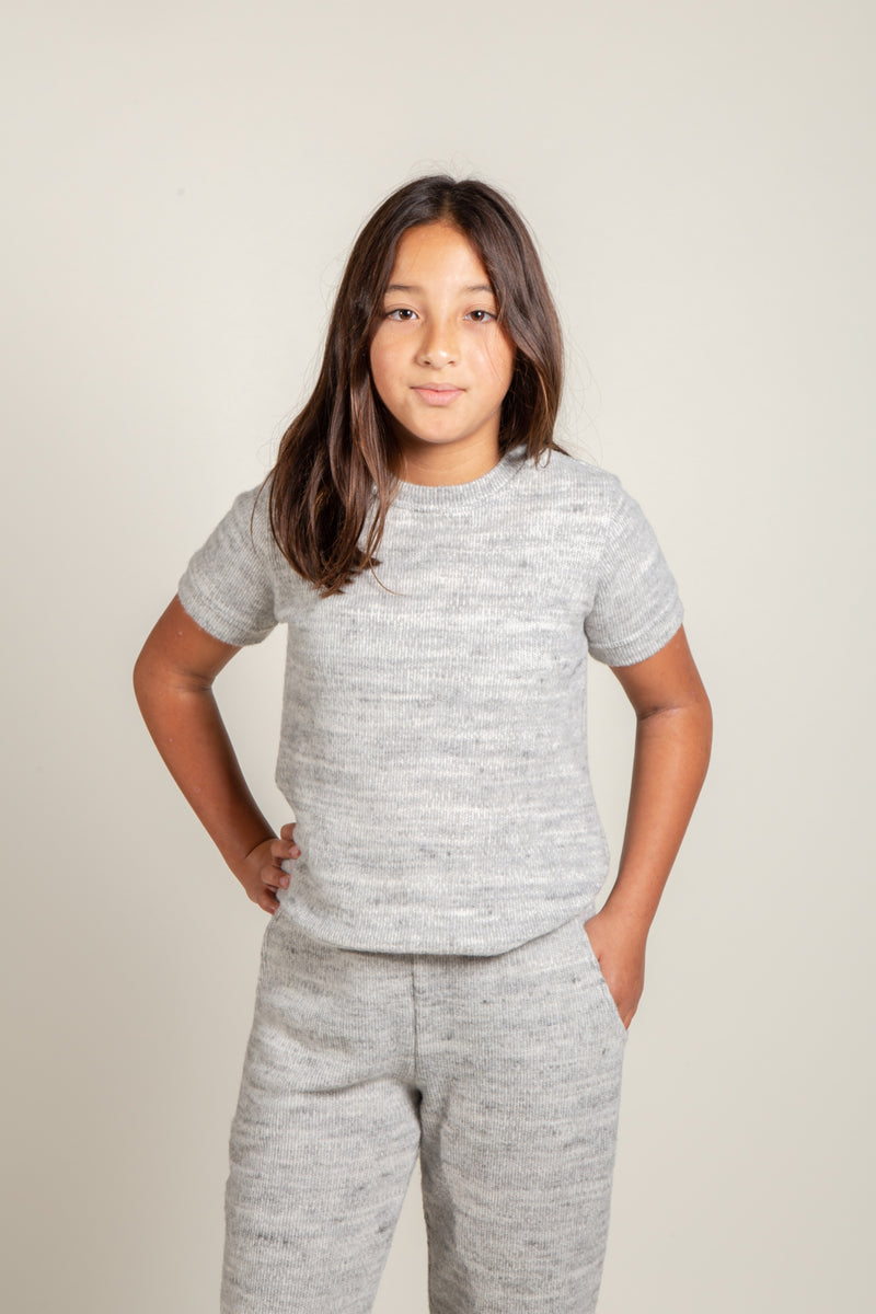 Girl's Soft Knit Novelty Tee — Heather Grey