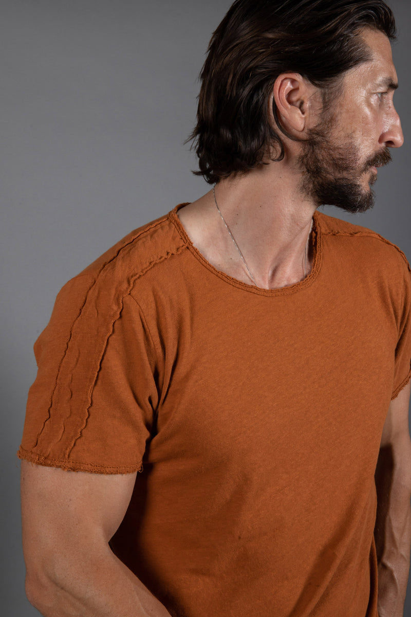 Men's Cotton Linen Patch Sleeve Tee — Antique