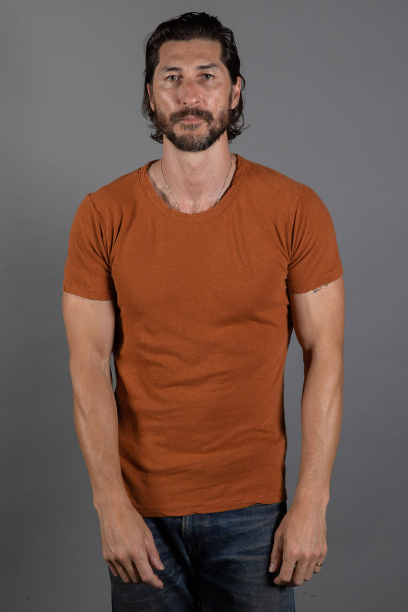 Men's Linen Blend Wide Neck Band Tee — Antique
