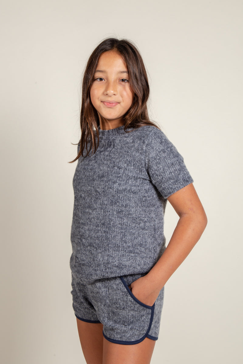 Girl's Soft Knit Short — Navy