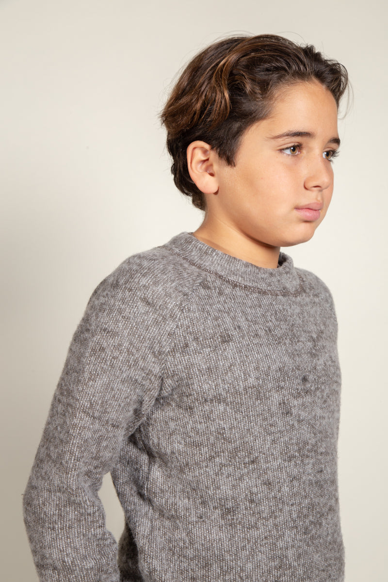 Boy's Soft Knit Crewneck — Brown