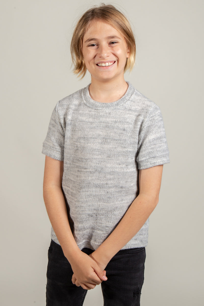 Youth Melange Soft Knit Novelty Tee — Heather Grey