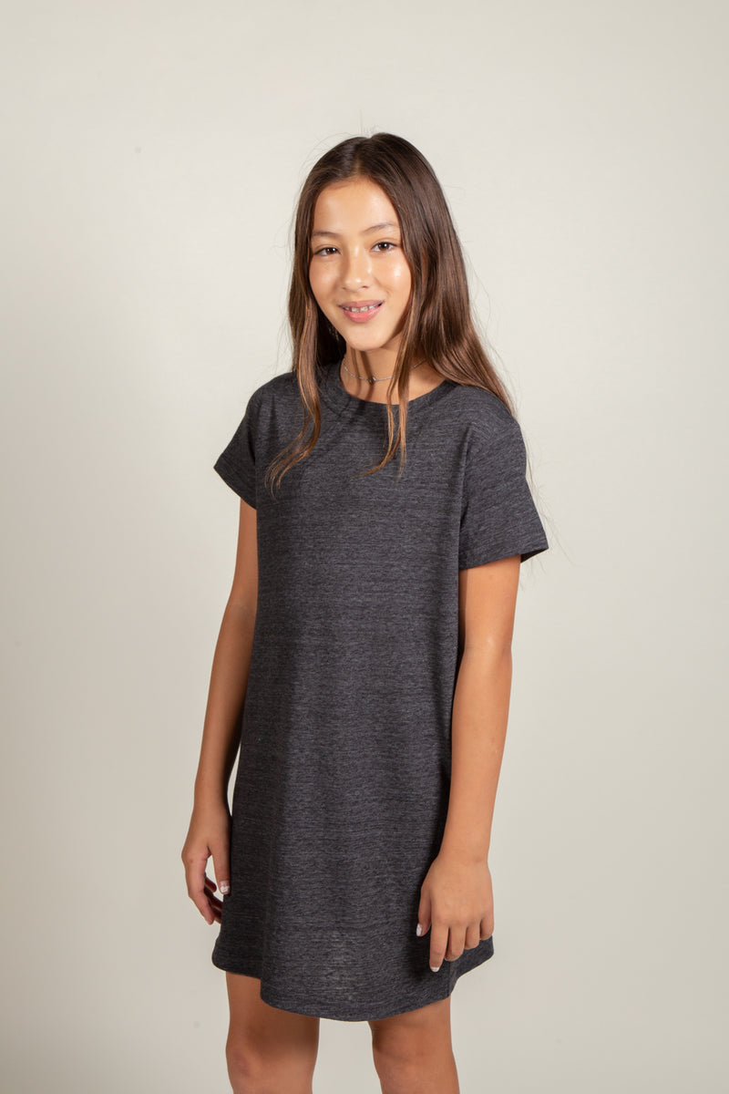Girl's Tri-Blend Dress — Charcoal Black