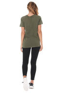 Women's Linen Blend Crew Neck Tee - Army - view 4