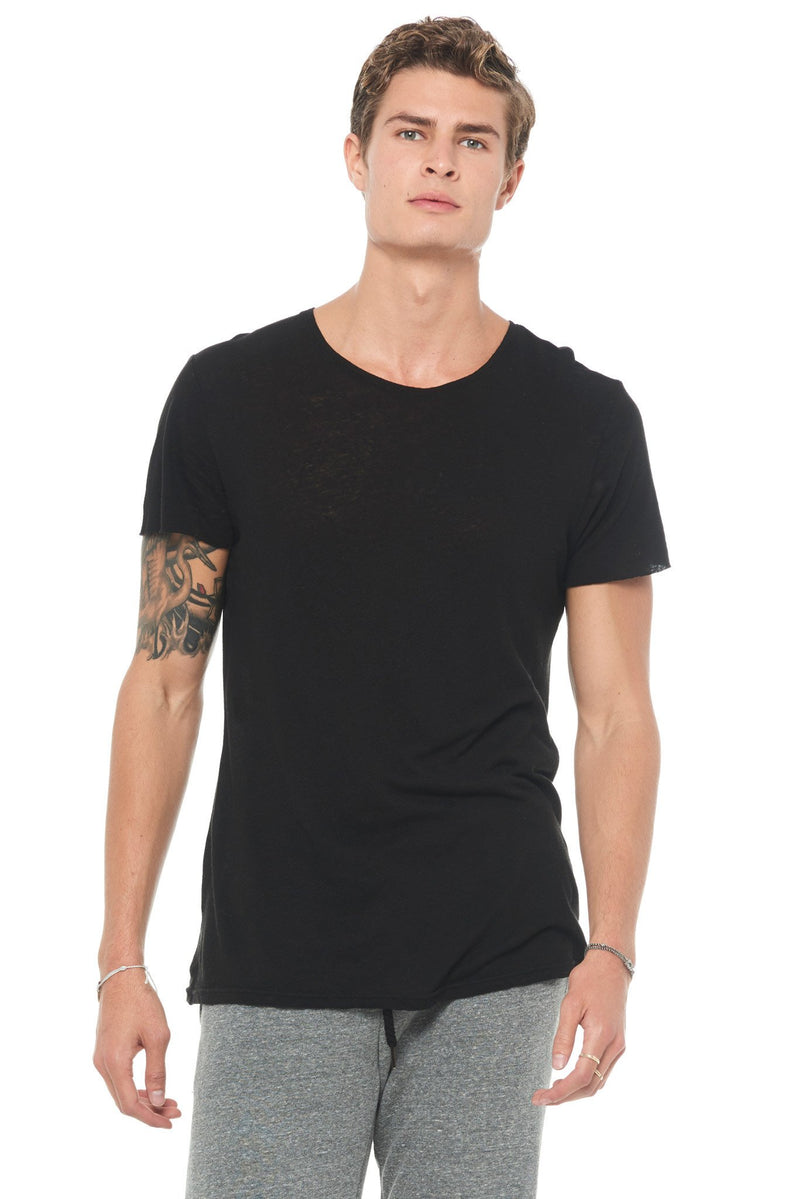 Men's Linen Blend Crew Neck Tee — Black