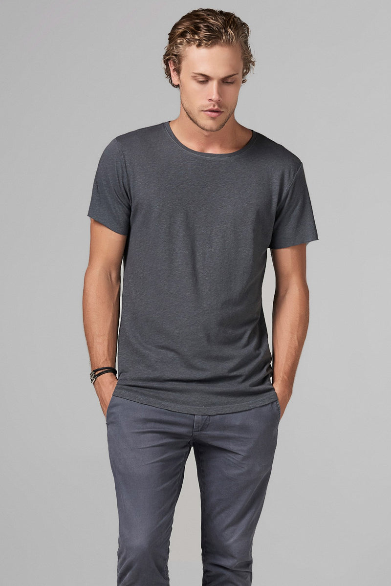 Men's Linen Blend Crew Neck Tee — Grey