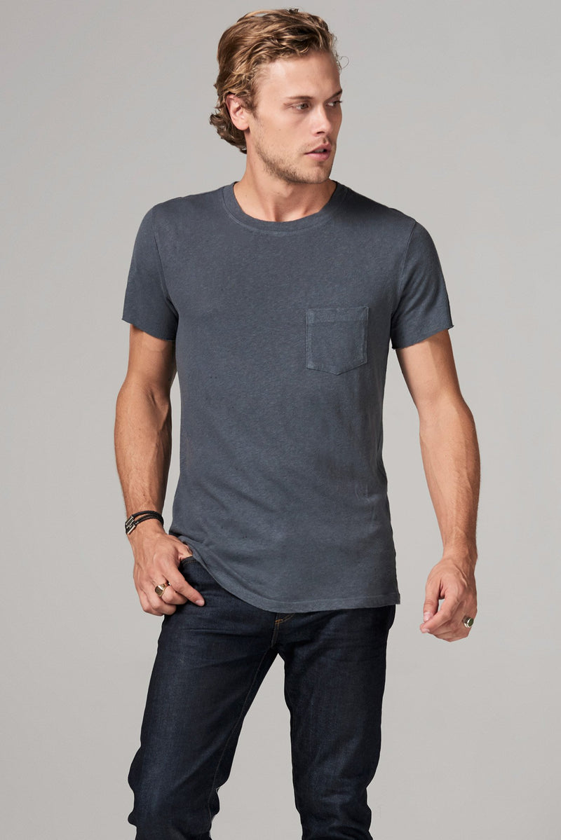 Men's Linen Blend Pocket Tee — Grey