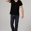 Men's Linen Blend Cross V-Neck Tee