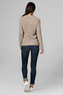 Women's Melange Knit Pullover Sweatshirt - Camel - view 3