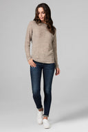 Women's Melange Knit Pullover Sweatshirt - Camel - view 2