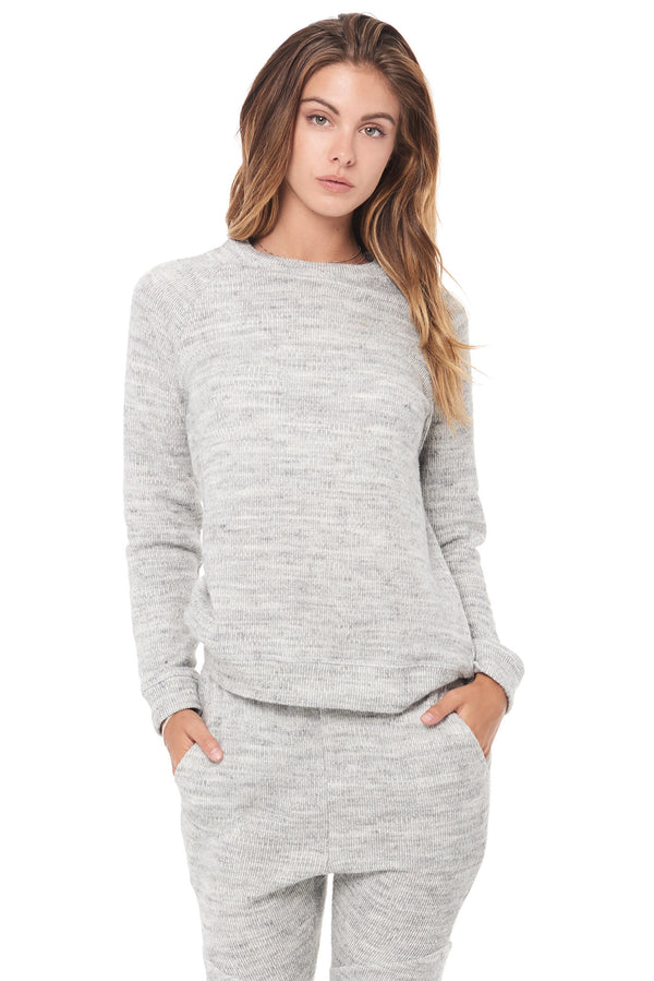 WOMEN'S MELANGE KNIT PULLOVER SWEATSHIRT - HEATHER