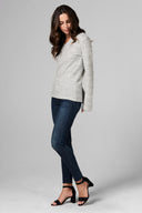 Women's Melange Knit V-Neck Pullover Sweatshirt - Heather - view 3