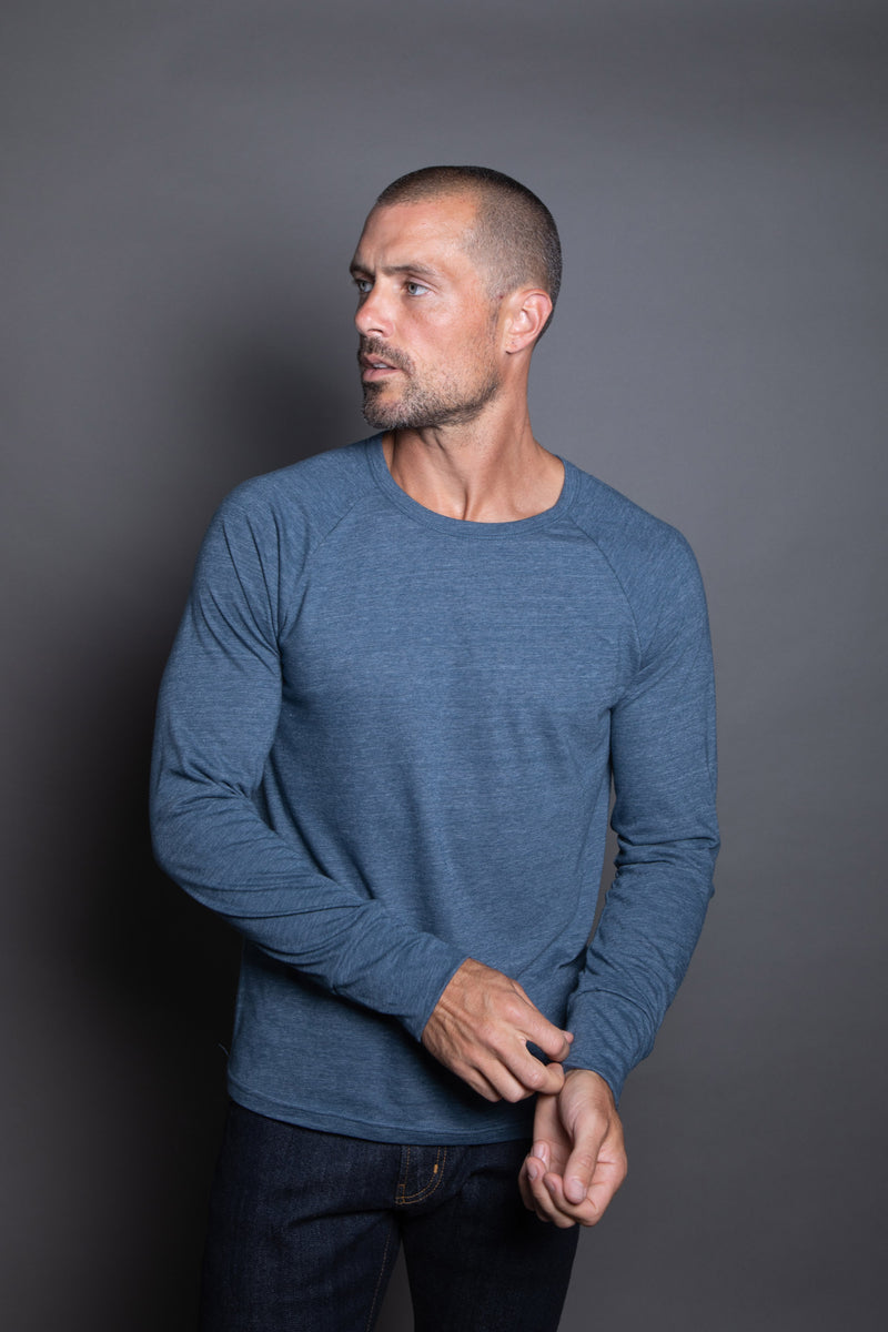 Men's Cameron Tri-Blend Long Sleeve Tee — Heather Blue