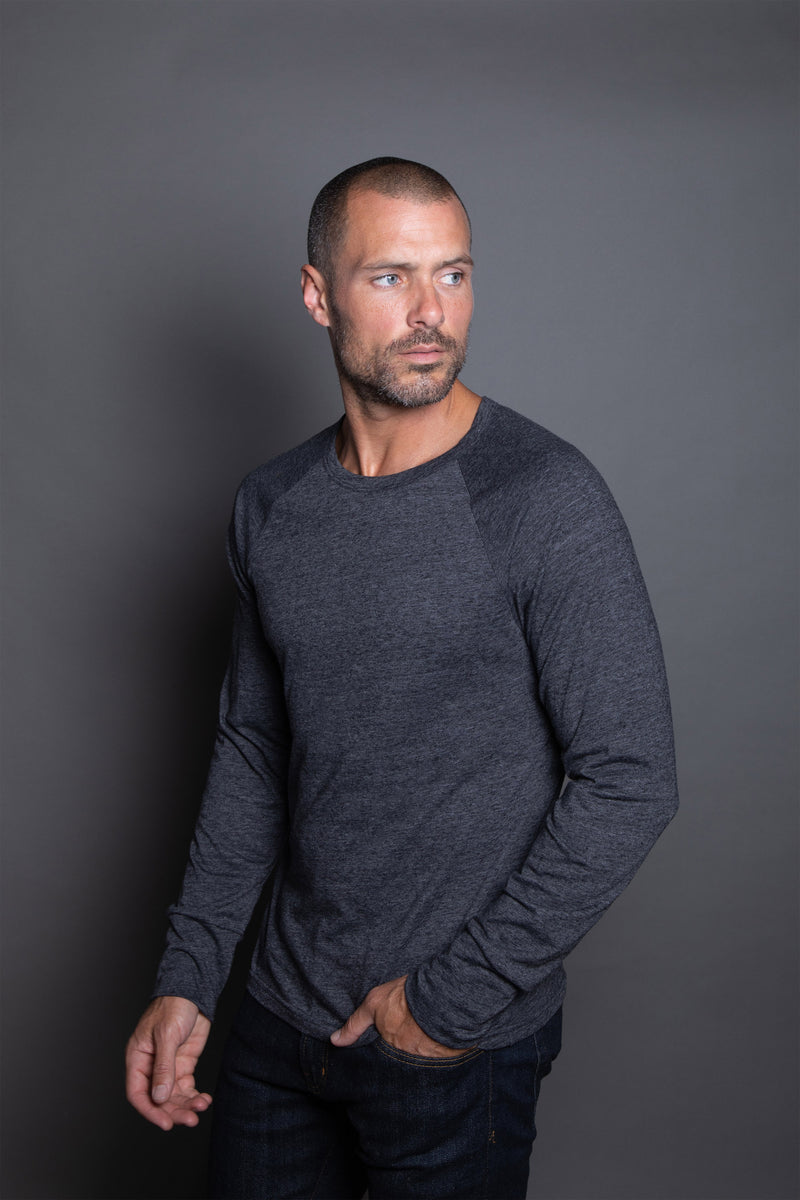 Men's Cameron Tri-Blend Long Sleeve Tee — Charcoal Black