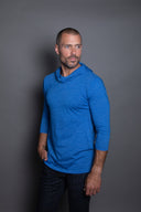 Men's 3/4 Sleeve Cowl Neck Visor Hoodie — Mika Jaymes (view 19)
