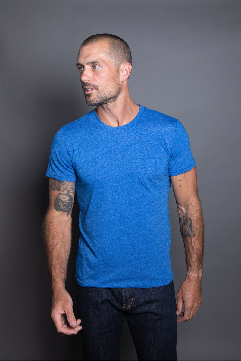 Men's Tri-Blend V-Pocket Tee — Electric Blue
