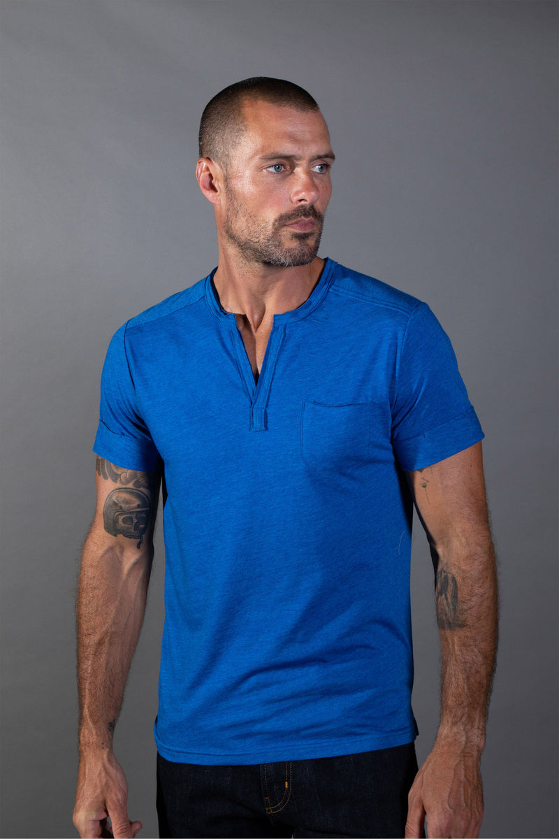 Men's Jersey Raw Neck Curved Pocket Tee