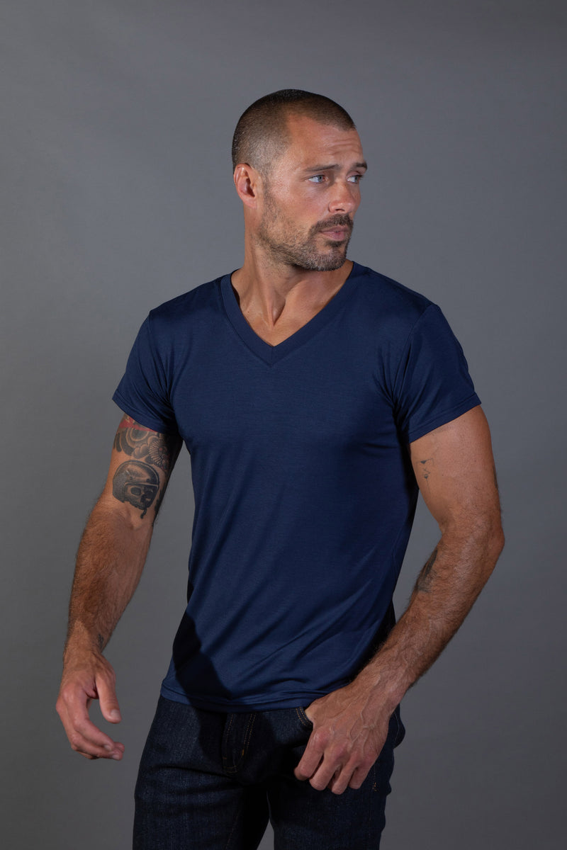 Men's Modal Classic V-Neck Tee — Navy