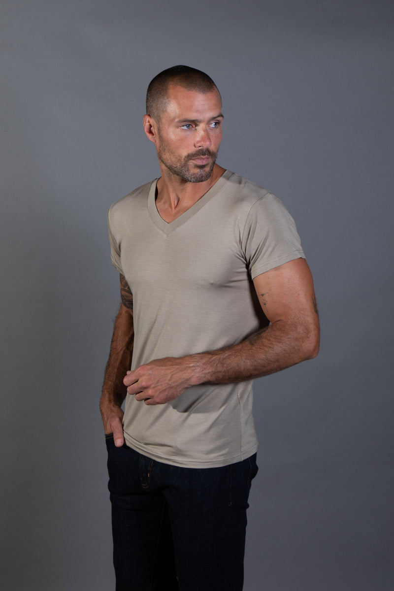 Men's Modal Classic V-Neck Tee — Silver Mink