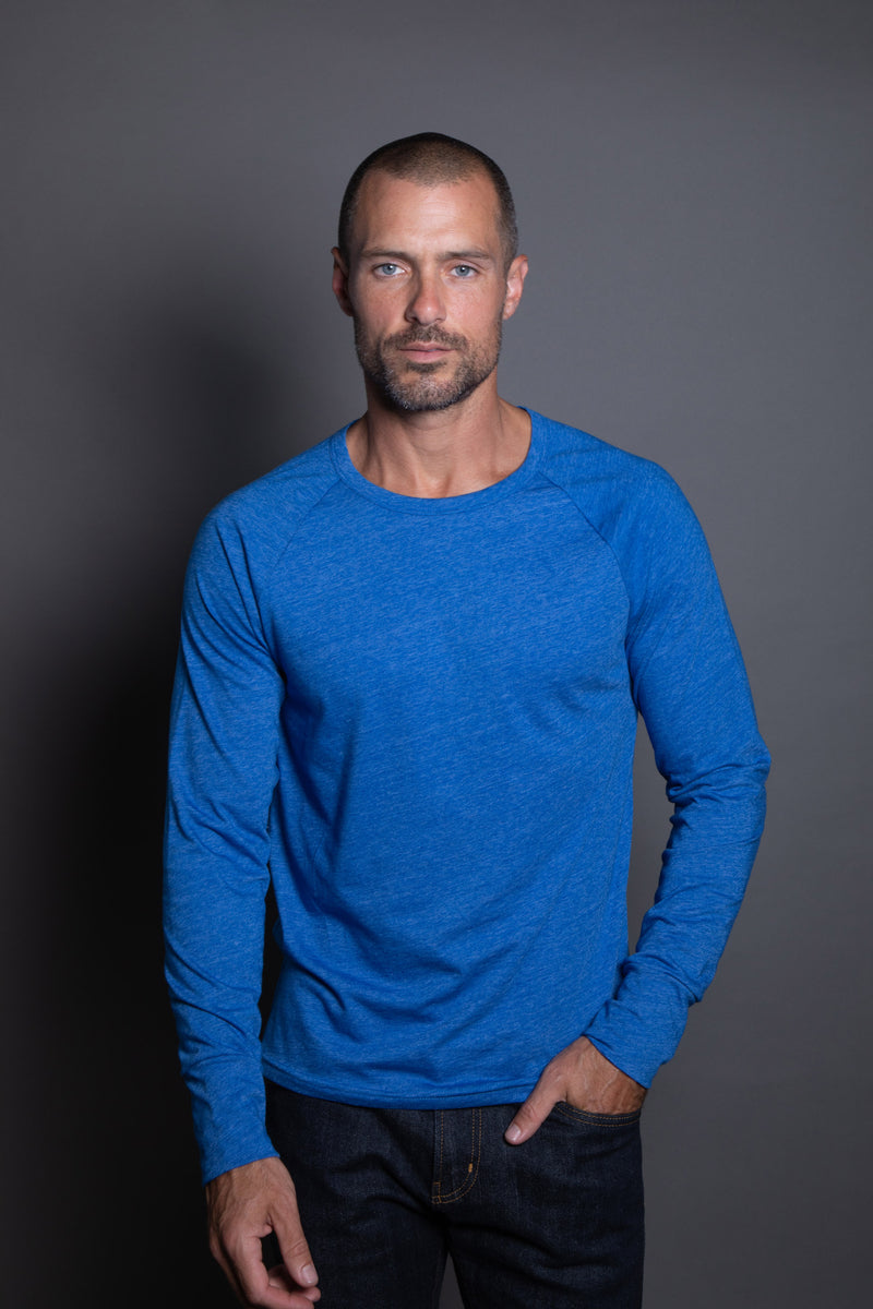 Men's Cameron Tri-Blend Long Sleeve Tee — Electric Blue