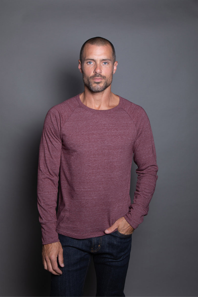 Men's Cameron Tri-Blend Long Sleeve Tee — Maroon