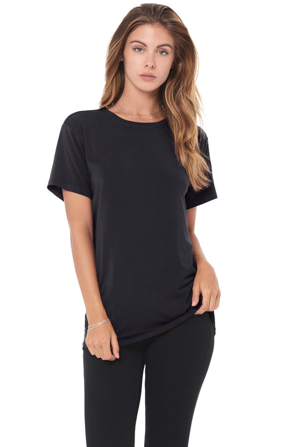 WOMEN'S MODAL CREW NECK TEE - BLACK