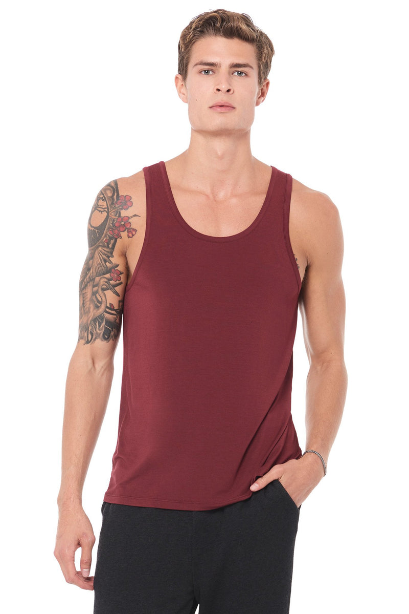Men's Modal Scoop Neck Tank Top — Maroon