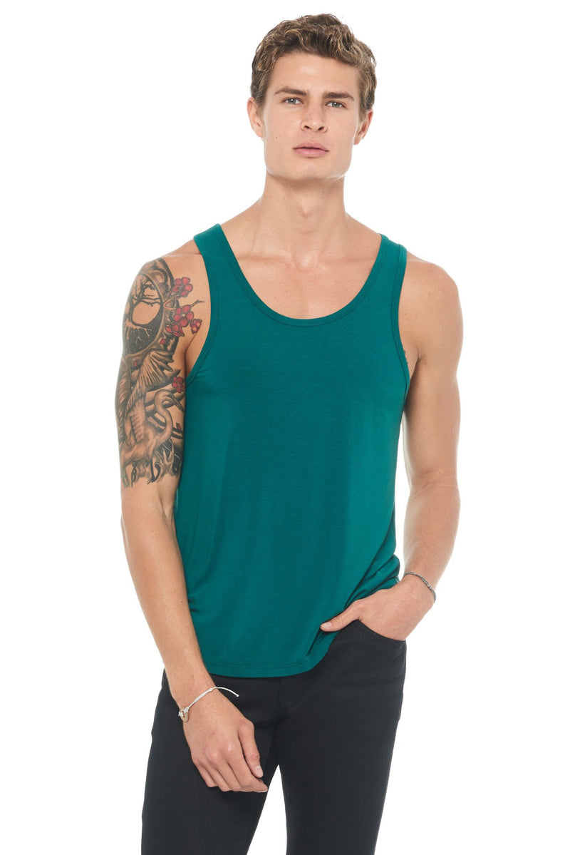 Men's Modal Scoop Neck Tank Top — Teal