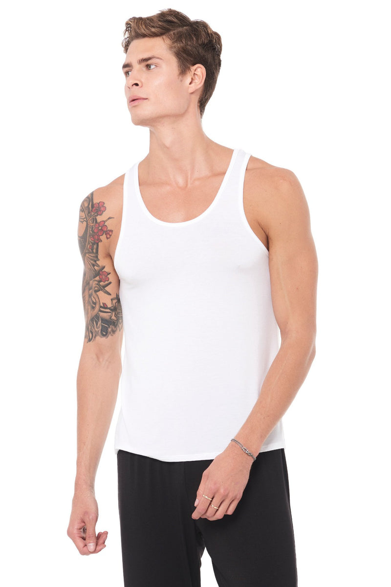 Men's Modal Scoop Neck Tank Top — White