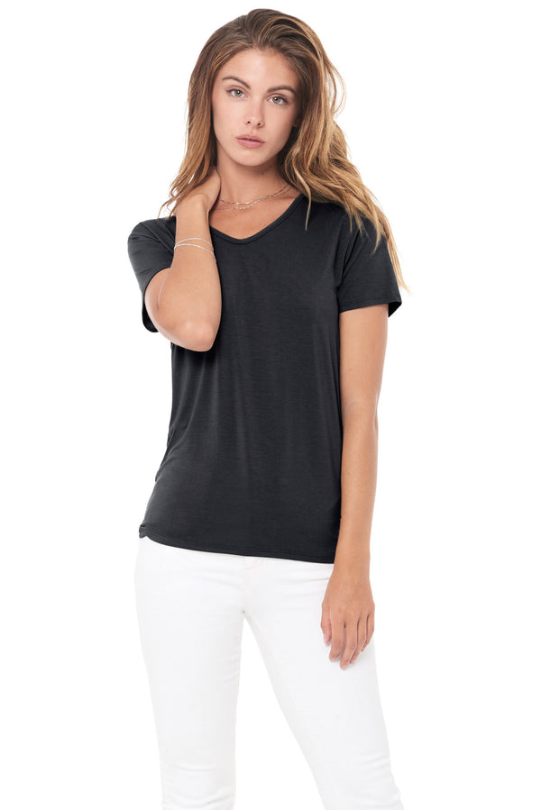 WOMEN'S MODAL V-NECK TEE - BLACK
