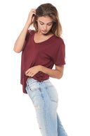 Women's Modal V-Neck Tee - Maroon