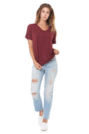 Women's Modal V-Neck Tee - Maroon - view 2
