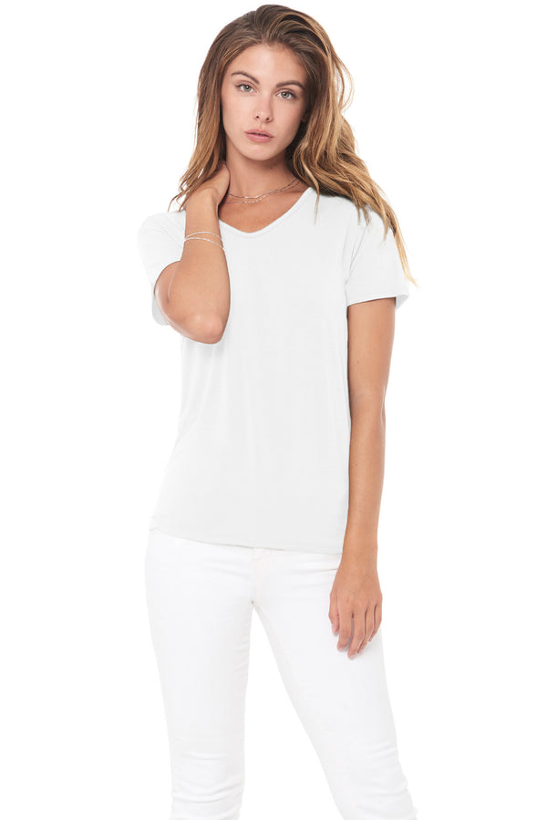 WOMEN'S MODAL V-NECK TEE - WHITE